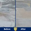 GuardRemover Eco Efflorescence and cement is a suitable cleaner to remove cement haze off concrete tiles. Before and after application.